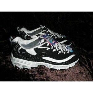 NEW SKECHERS D'LITES BIGGEST FAN AIR-COOLED MEMORY FOAM SIZE 10 WIDE BLACK/WHITE